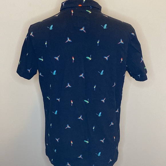 Superdry Premium City Polo Shirt in Colorful Bird Print and Blue Cotton (sz XL) - Picture 5 of 6